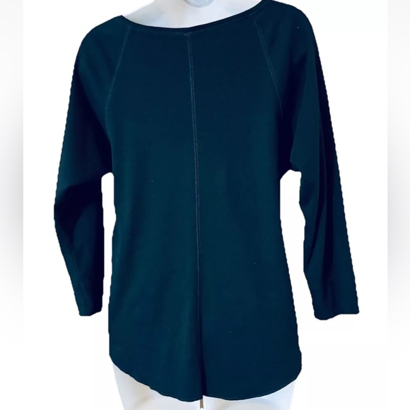 Lilla P Women's Long Sleeve Boat Neck Top Black 100% Cotton Size XS - Picture 3 of 9